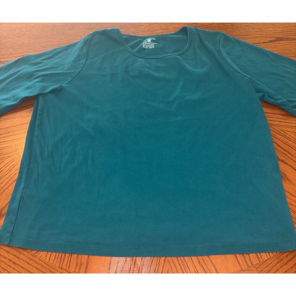 Jones New York Sport 2X Blue-Teal  100% Cotton 3/4 Sleeves Top